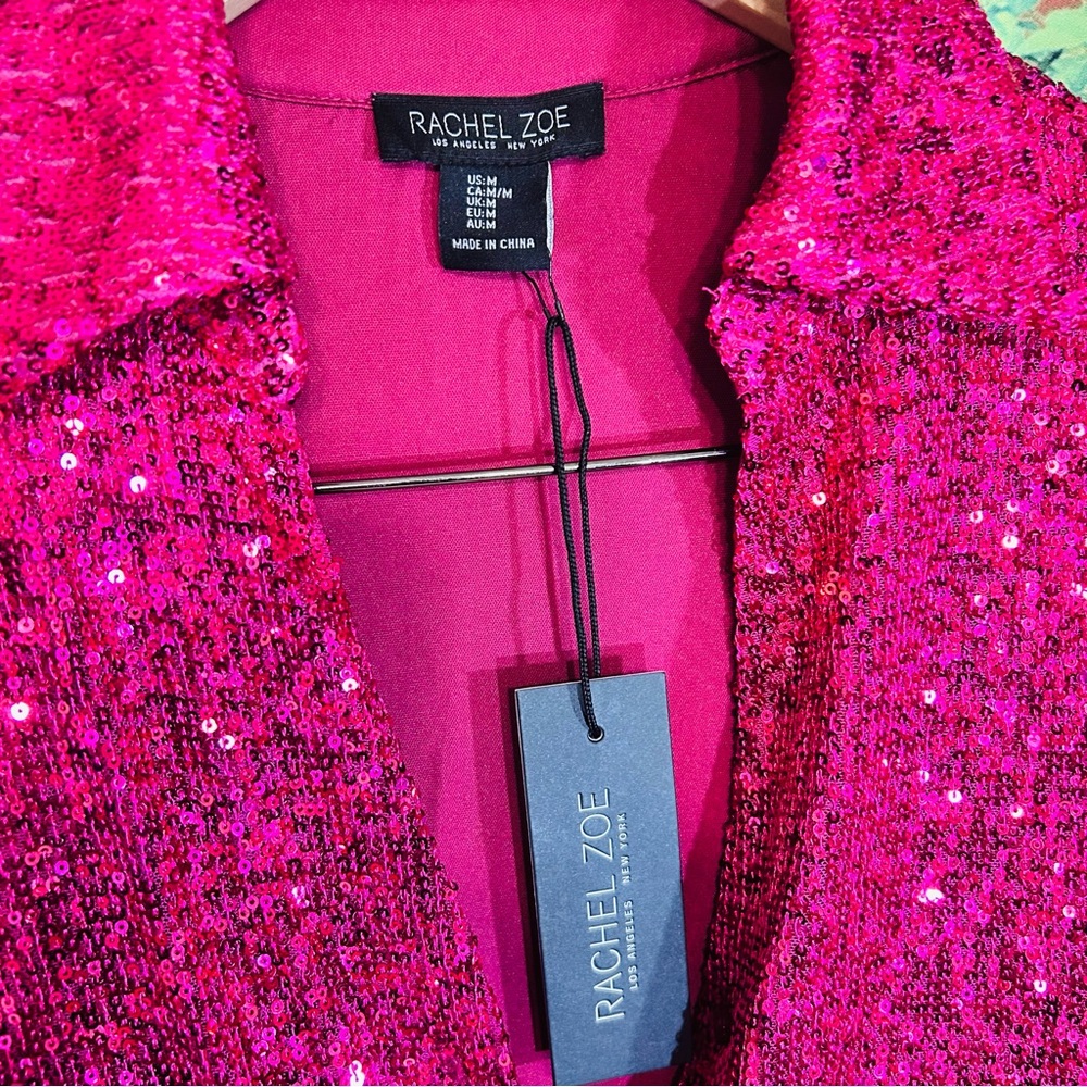 Rachel Zoe Women's Fuchsia Sequin Button Down Top -New With Tag’s - Picture 5 of 9